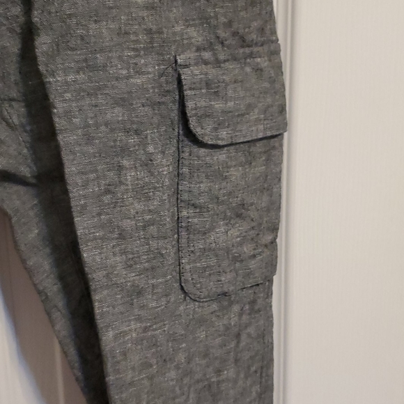Dark gray linen crop pant - Picture 4 of 4